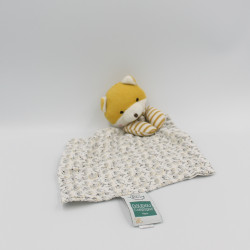 Doudou et compagnie plat renard jaune blanc feuilles coton bio