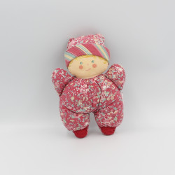 Ancien doudou poupée lutin rouge fleurs COROLLE