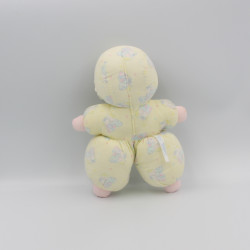 Ancien doudou poupée bébé jaune motifs COROLLE