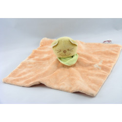 Doudou plat orange Chat Patou foulard vert Bengy