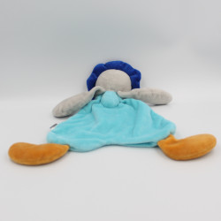 Doudou plat lion gris bleu orange CMP EVEIL ET TENDRESSE