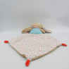 Doudou plat lapin beige bleu blanc poche jaune motifs SIMBA TOYS NICOTOY