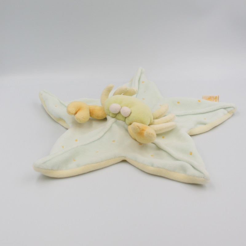Doudou plat étoile crabe bleu vert jaune MOULIN ROTY