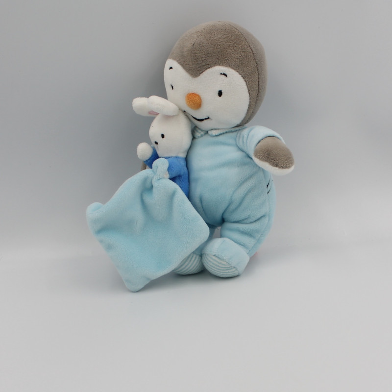 Doudou Tchoupi bleu ciel avec petit lapin mouchoir NICOTOY