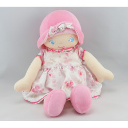 Doudou  poupée chiffon rose fleurs COROLLE 2007