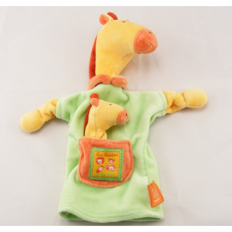 Doudou plat girafe verte jaune Les Loustics MOULIN ROTY