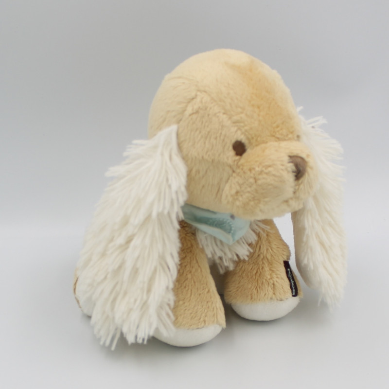Doudou musical chien beige blanc foulard bleu Les Amis KALOO