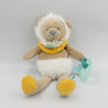 Doudou lion beige blanc jaune bleu Matou Maxou BABY NAT