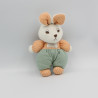 Doudou lapin blanc vert vichy orange TARTINE ET CHOCOLAT