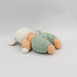 Doudou lapin blanc vert vichy orange TARTINE ET CHOCOLAT