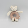 Doudou hochet souris blanche rose fleurs MOULIN ROTY