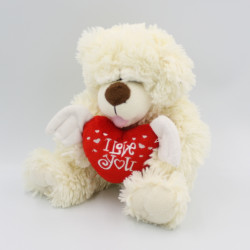 Peluche ours blanc coeur rouge I love you FERMETTE
