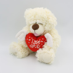 Peluche ours blanc coeur rouge I love you FERMETTE 