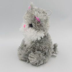 Peluche chat gris rose gros yeux brillant FOREST DISTRIBUTION