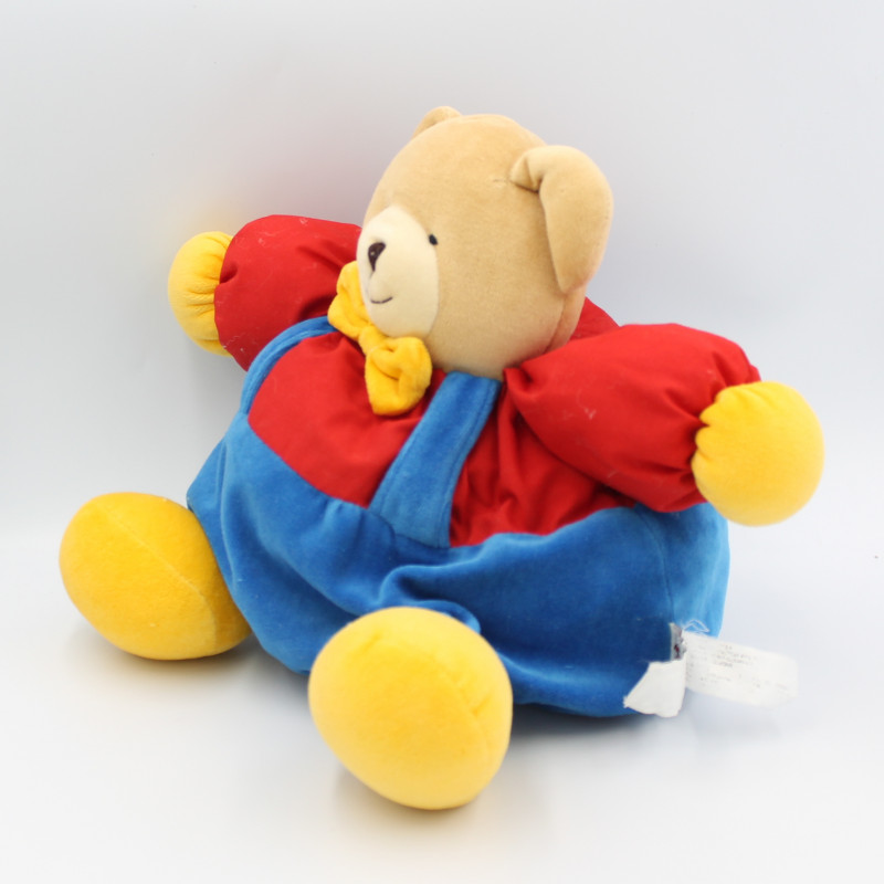 Doudou ours patapouf rouge bleu jaune NICOTOY