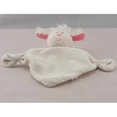 Mini Doudou plat agneau mouton blanc rose LUMINOU NEUF