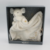 Doudou plat souris blanche crème mouchoir perle KALOO