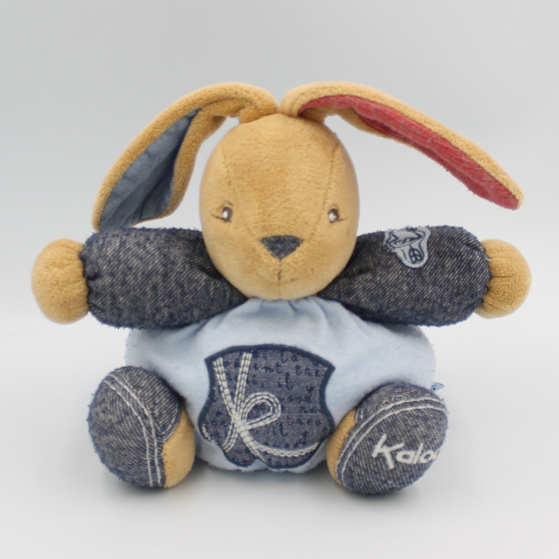 Doudou lapin bleu jean rouge Denim KALOO