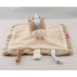 Doudou plat lapin blanc rose attache tétine NATTOU