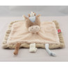 Doudou plat lapin blanc rose attache tétine NATTOU