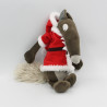 Doudou loup marron gris Pére Noël AUZOU