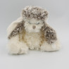 Doudou peluche ours blanc marron bonnet aviateur BUKOWSKI