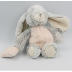 Peluche lapin gris rose blanc mouchoir BUKOWSKI 