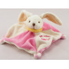 Doudou plat lapin rose blanc Les Bonbons BABY NAT 