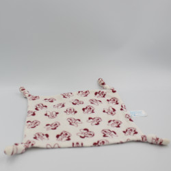 Doudou plat carré blanc Minnie rouge bordeaux Disney Carrefour