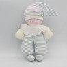 Doudou lutin blanc rayé bleu COROLLE