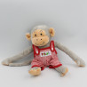 Doudou singe gris Popi salopette rouge BAYARD PRESSE 2020