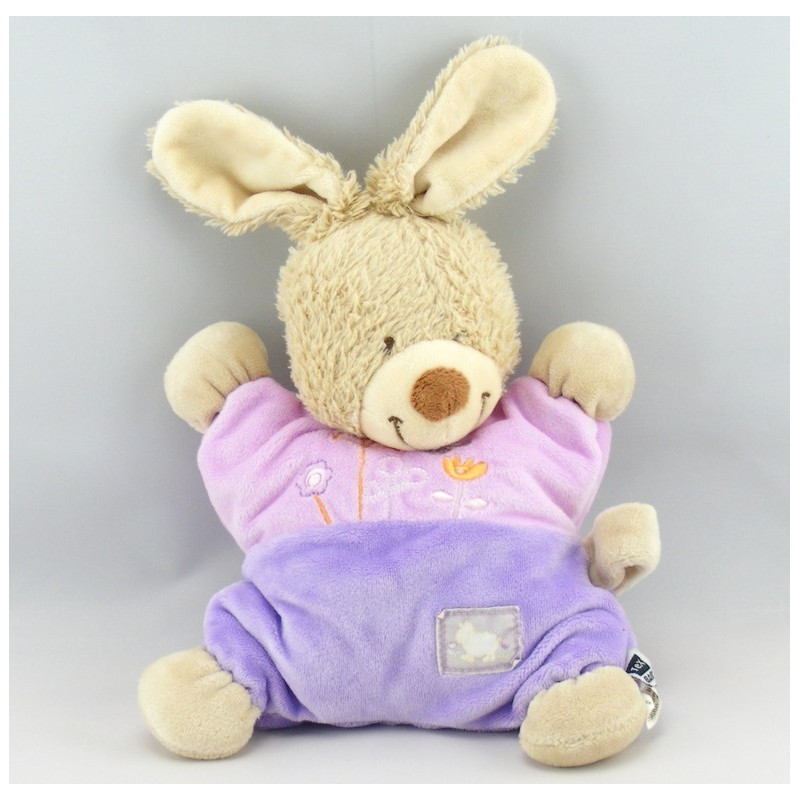 Doudou lapin robe rose mauve mouton TEX BABY