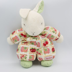 Doudou lapin blanc rouge vert confiture framboise fraise NOUNOURS