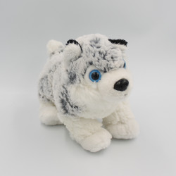 Doudou peluche chien Husky gris blanc