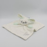 Doudou plat lapin blanc bleu beige rayé DODIE