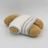 Peluche ours marron beige pull blanc gris laine
