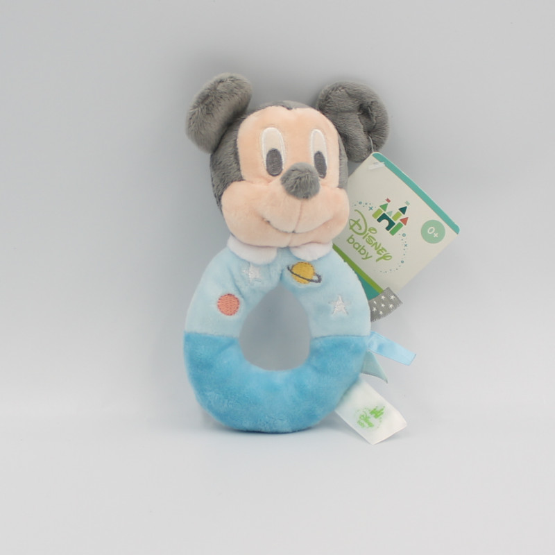 Doudou hochet Mickey bleu planètes étoile DISNEY BABY