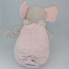 Doudou musical éléphant gris rose blanc rayé étoiles SHELDON