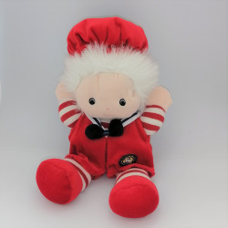 Doudou poupée rouge cheveux blanc marin marine
