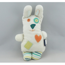 Doudou lapin blanc yeux boutons coeur SERGENT MAJOR