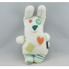 Doudou lapin blanc yeux boutons coeur SERGENT MAJOR