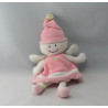 Doudou lutin fille fée robe rose coeur vert attache tétine SUCRE D'ORGE