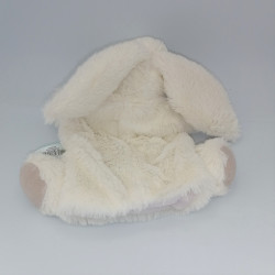 Doudou plat marionnette lapin blanc marron Flocons BABY NAT