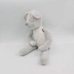 Doudou souris grise robe blanche pois OBAIBI