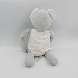 Doudou souris grise robe blanche pois OBAIBI