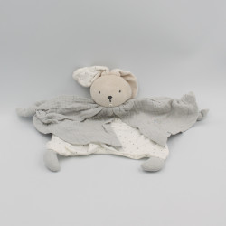 Doudou plat lapin gris blanc pois coton bio KALOO
