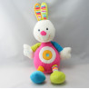 Doudou lapin rose vert bleu BABYSUN