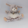 Doudou plat marionnette chien beige marron blanc Flocons BABY NAT