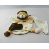 Doudou plat ours beige blanc marron empreinte BABY NAT