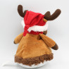 Doudou renne élan cerf beige marron rouge Noël
